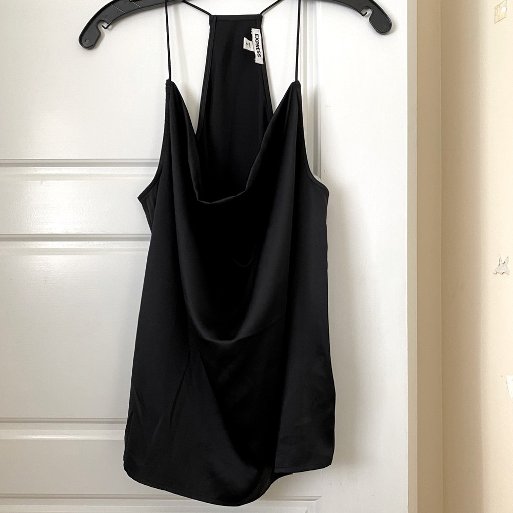 Satin Cowl Neck Racer Back Top